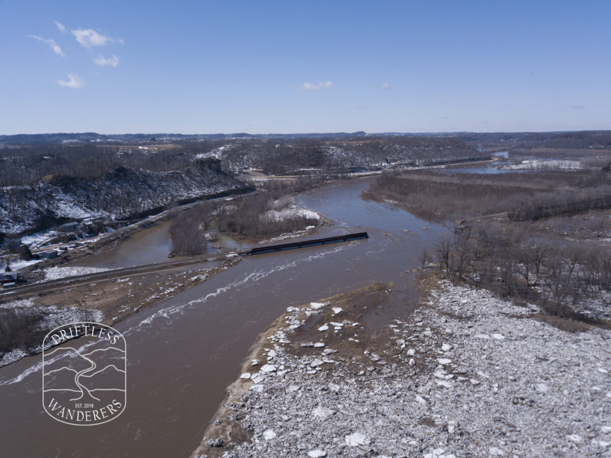 Train bridge washout on the Turkey River due to flooding in March 2019.