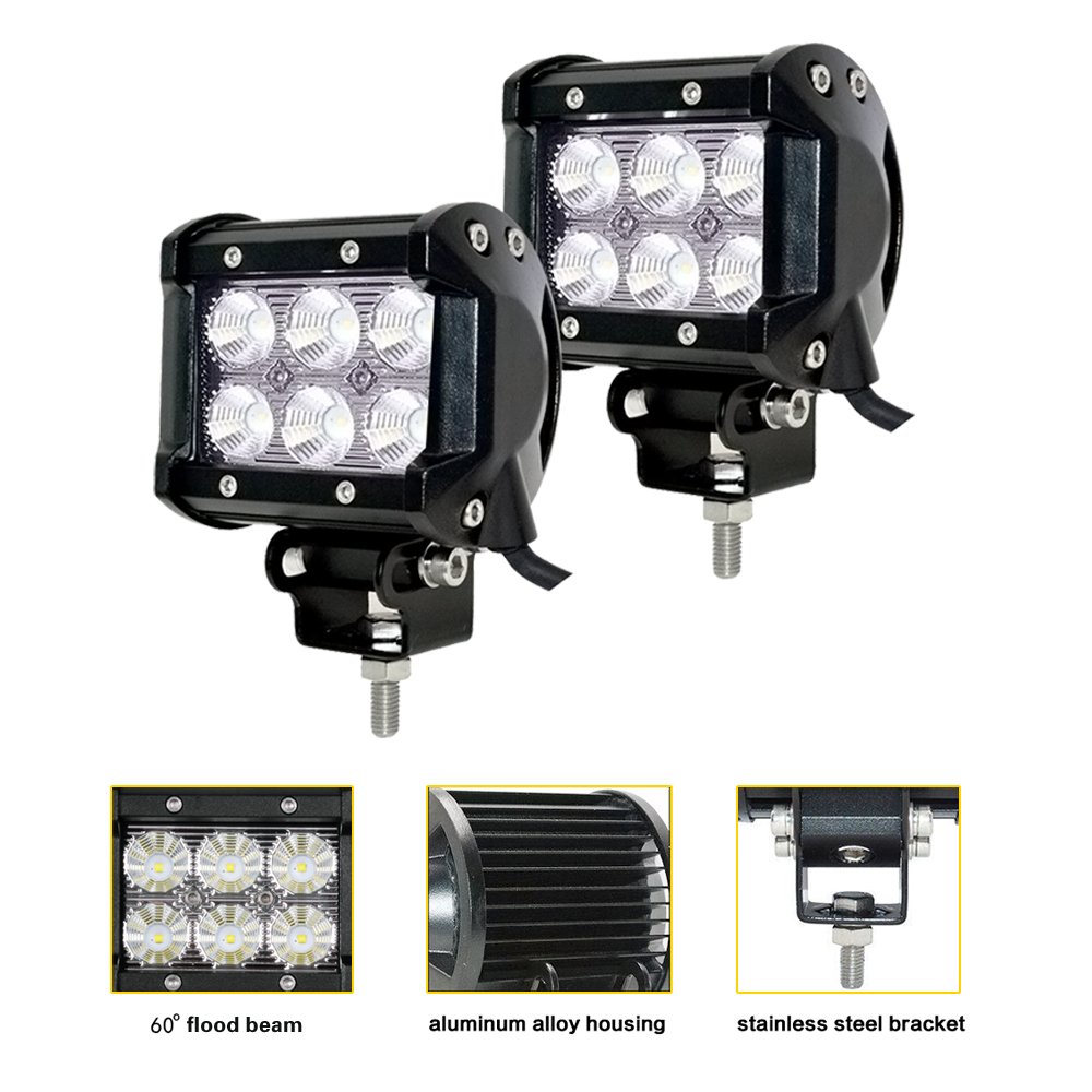 18W 4 Inch Flood Light 2 Pack - Image 2